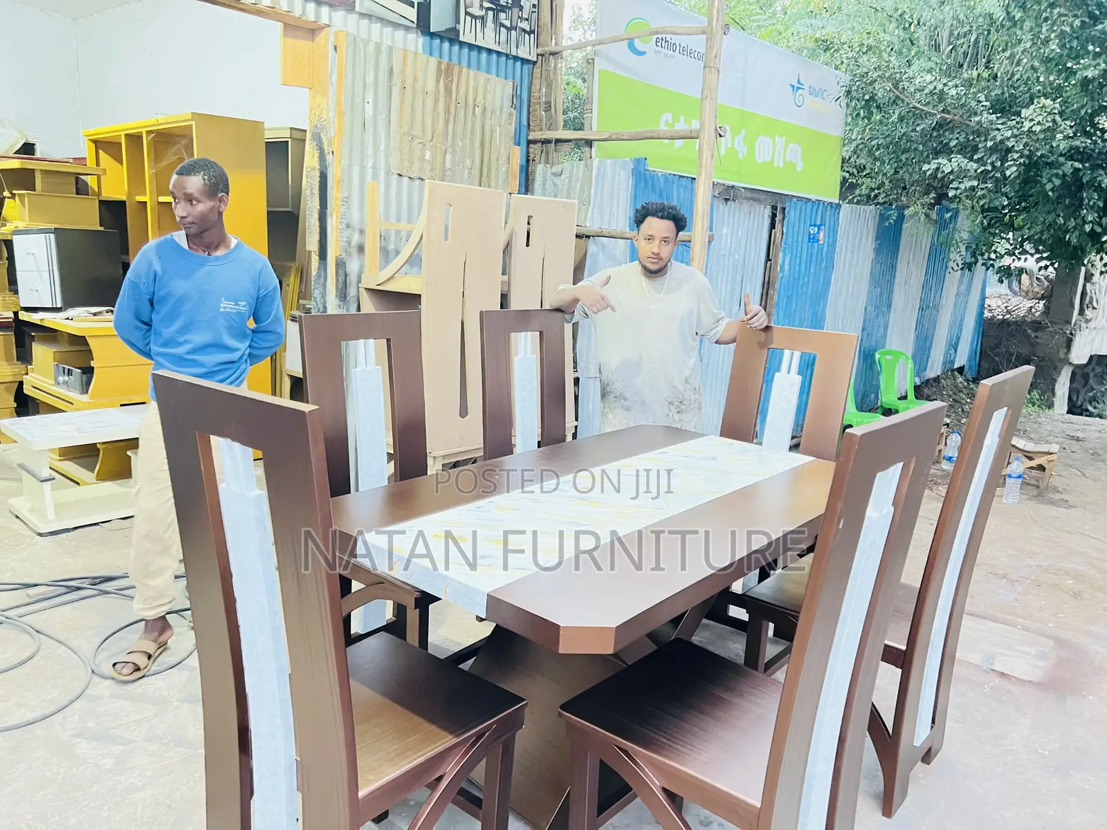 የመመገብያ ጠረዼዛ (Dining Table) Full Set Withe Six Sets Wooden