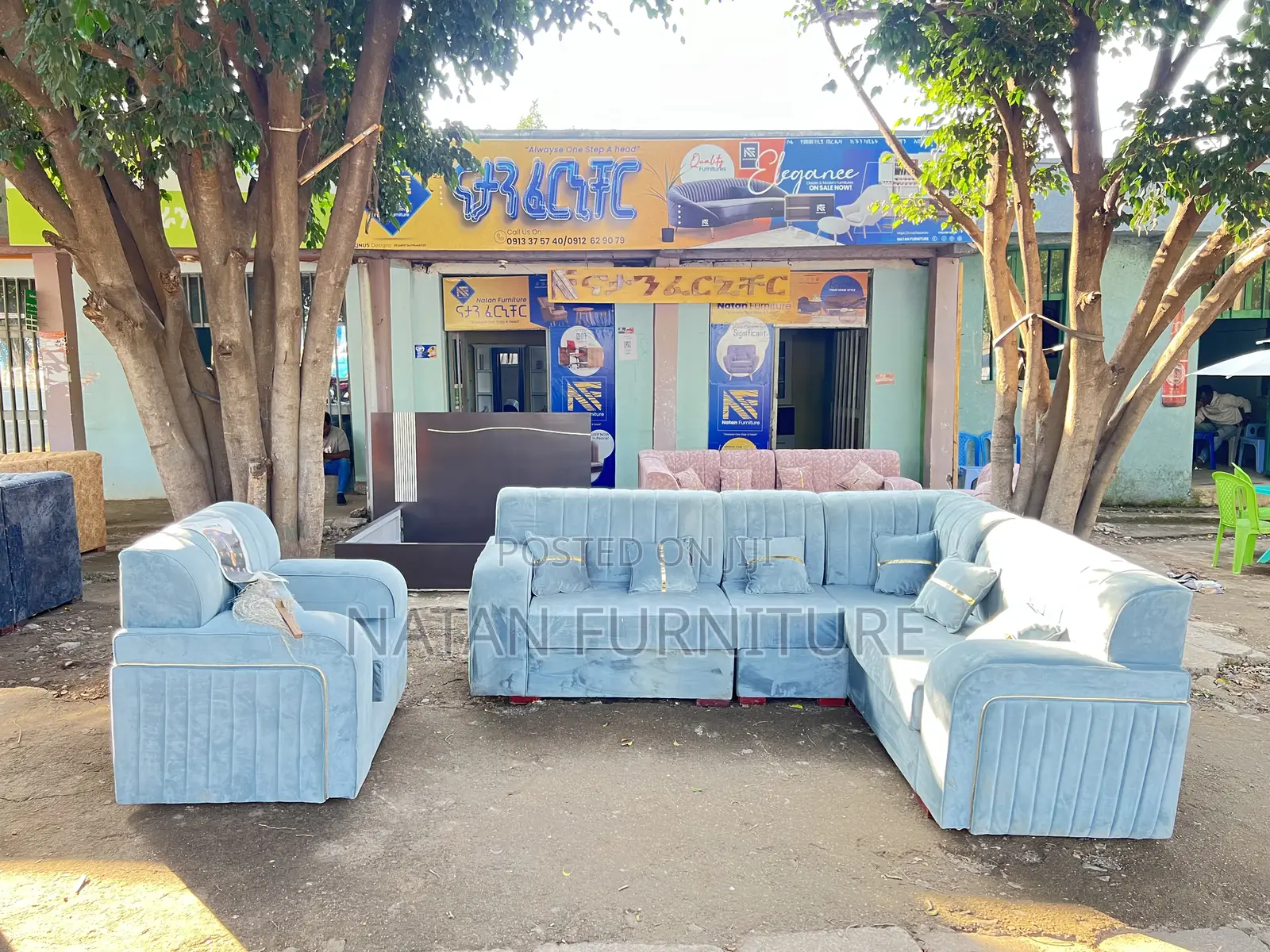 ሶፋ(l-Shape)Made of ማለዳ HD#1 Sponge Qlty Wood Materal