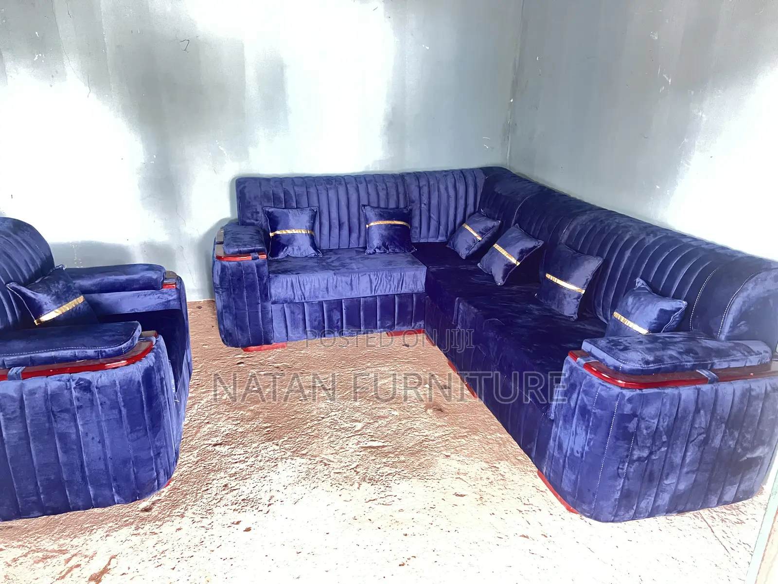 ሶፋ(l-Shape)Made of ማለዳ HD#1 Sponge Qlty Wood Materal