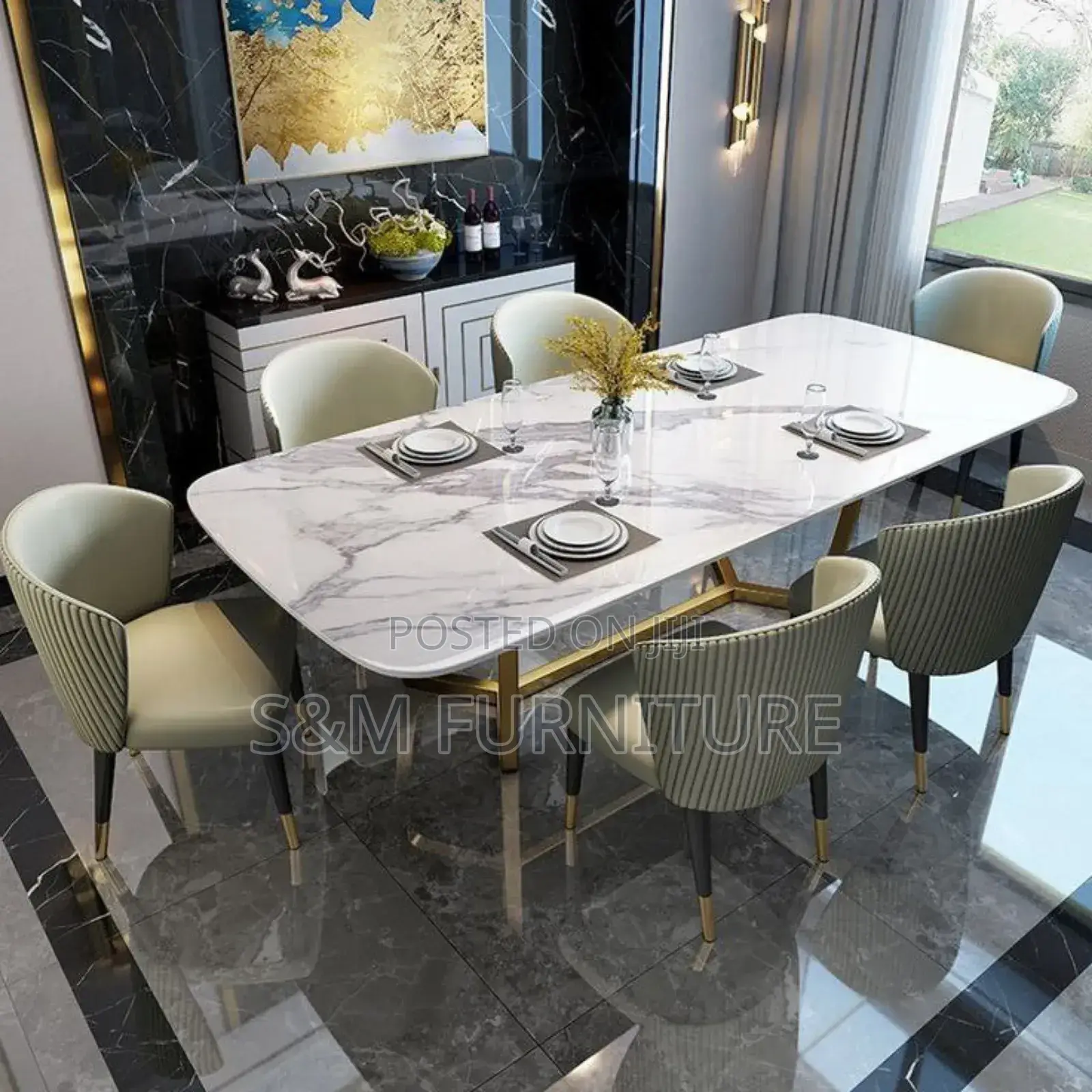 6 Seater Dinning Table With Marble Table