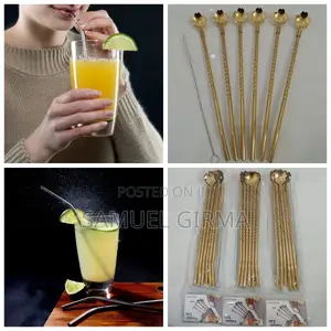 6pcs Reusable Drinking Stainless Straws Cleaning Brush