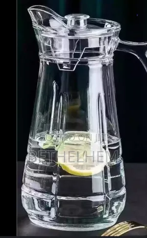 Glass Jog ዘመናዊ የውሃ ጆግ ከ 6 ብርጭቆ ጋር ለቤትዎ ግርማ የሆነ ኳሊቲ እቃ