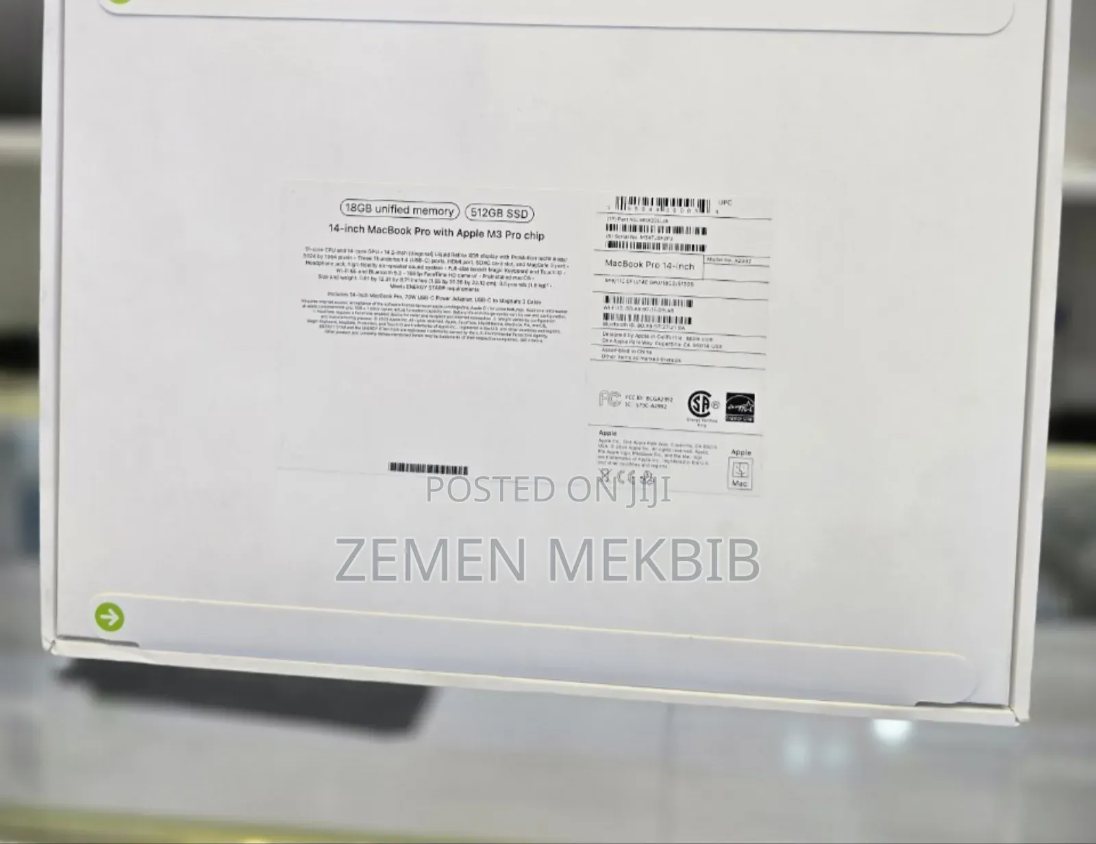 New Apple MacBook Pro 2023 M3 14-Inch 18GB Intel Core I9 SSD 512GB