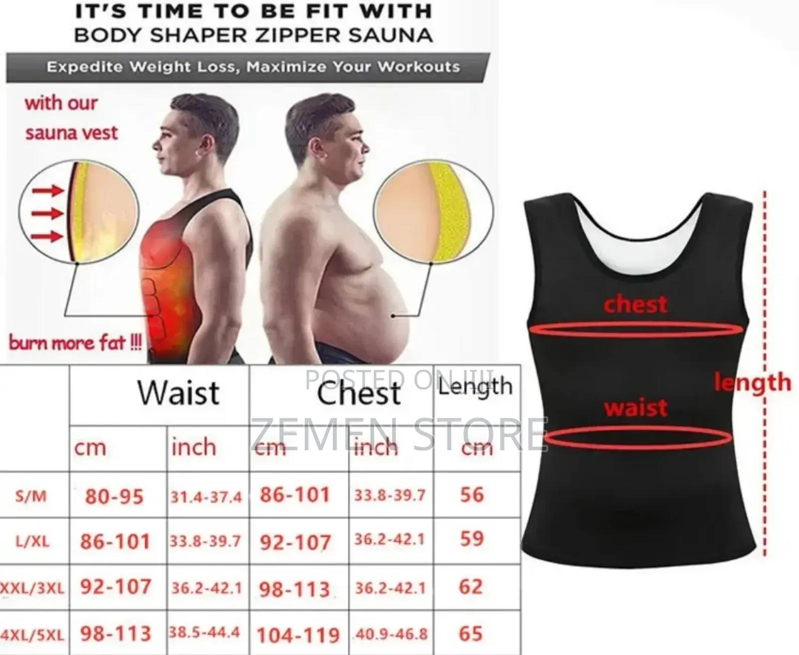 High Quality Fat Burner Vest for Men and Women