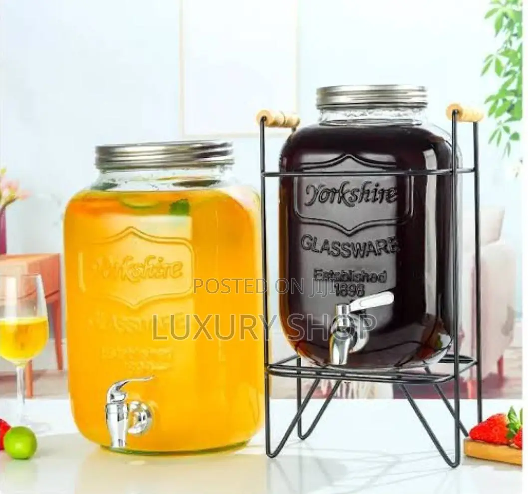Glass Dispenser Jar With Rack