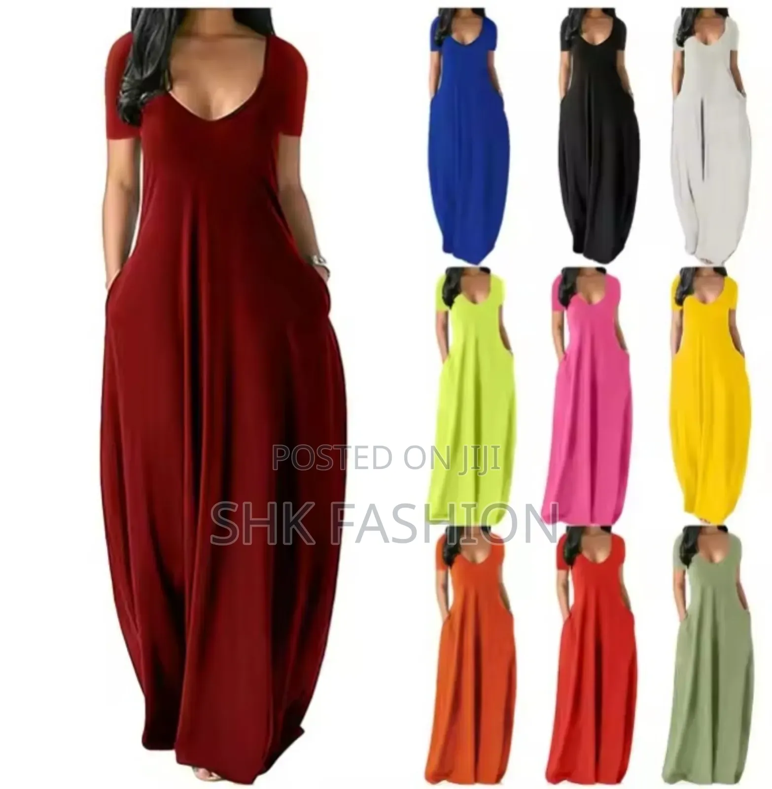 Plus Solid Hidden Pocket Maxi Tee Dress