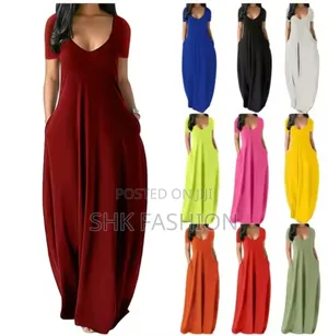 Plus Solid Hidden Pocket Maxi Tee Dress