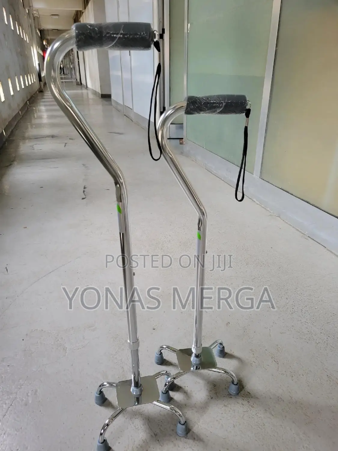 Kezera_walking Stick/ከዘራ+4point Quad Cane Vinyl Contour Grip