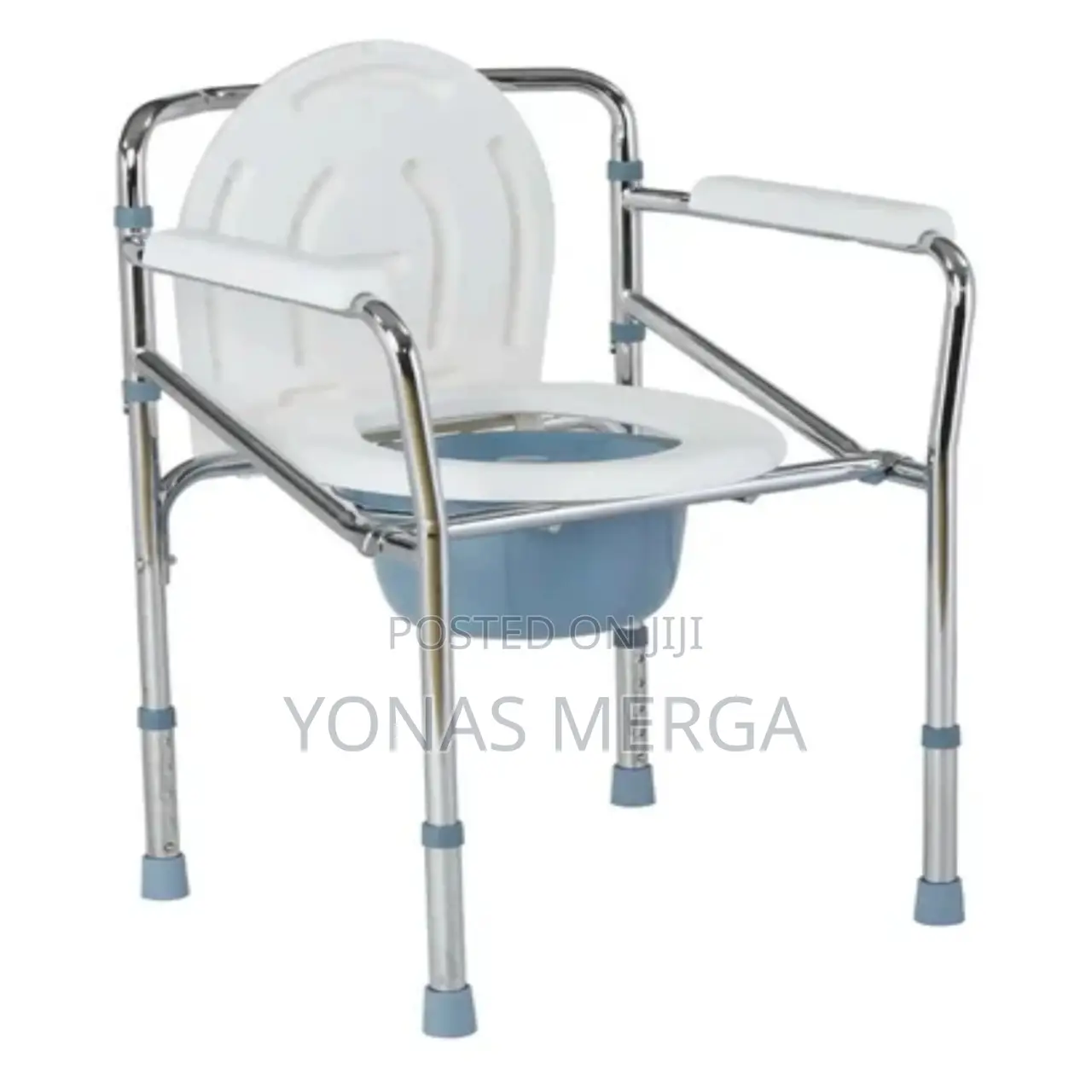 Morecare Height Adjustable Folding Commode Chair for Elderly