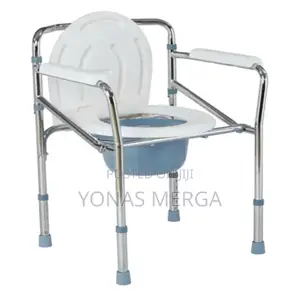 Morecare Height Adjustable Folding Commode Chair for Elderly