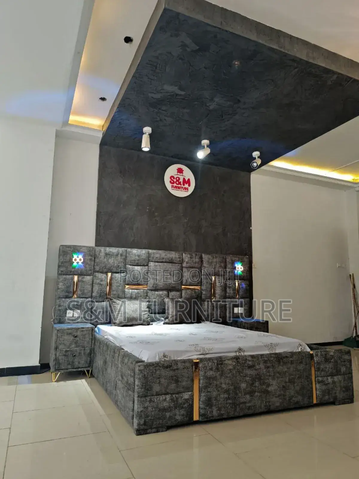 1.80 Meter Bed With Night Lights and Charger Plugs on It