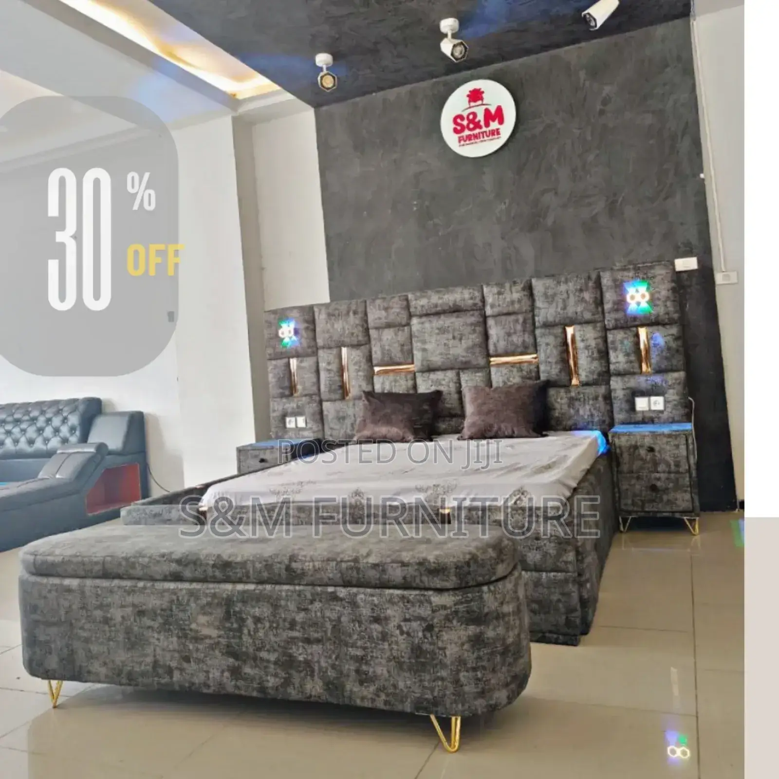 1.80 Meter Bed With Night Lights and Charger Plugs on It