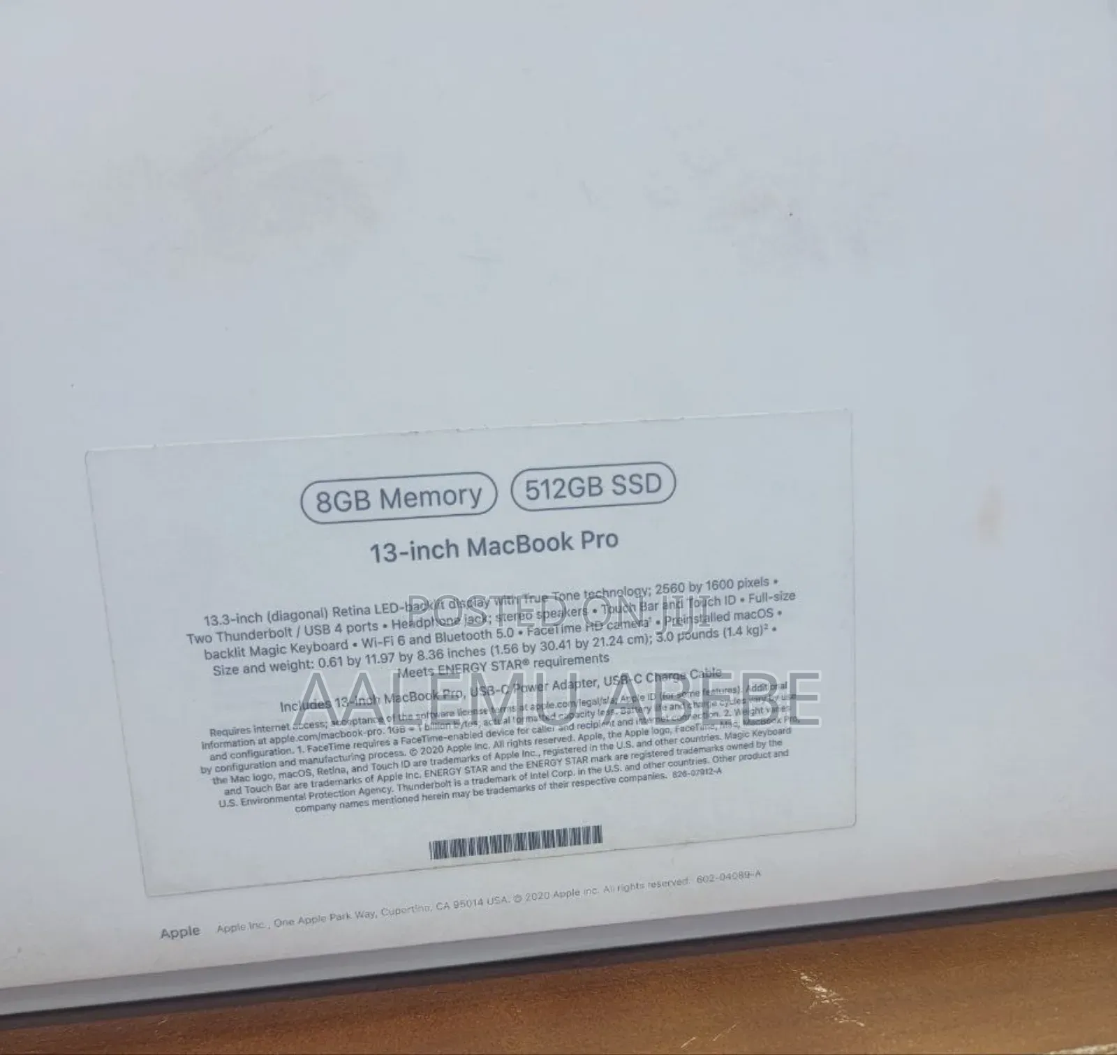 New Laptop Apple MacBook Pro M1 8GB Apple M1 SSD 512GB