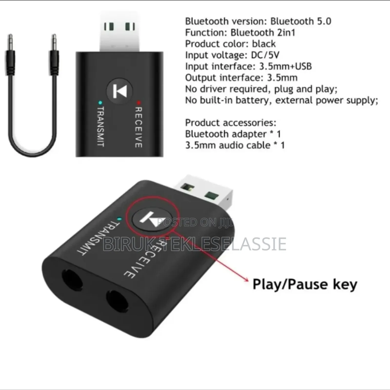 USB Bluetooth Adapter 2 in 1 for TV,Car,Speakers