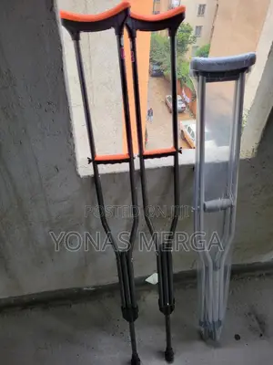 Photo - Crutches+Underarm Black Crutch Axillary Walking Stick -2 PCS