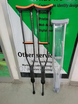 Photo - Crunch/ክራንች+Crutches With Ergonomic Handle, Silver, 1 Pair,