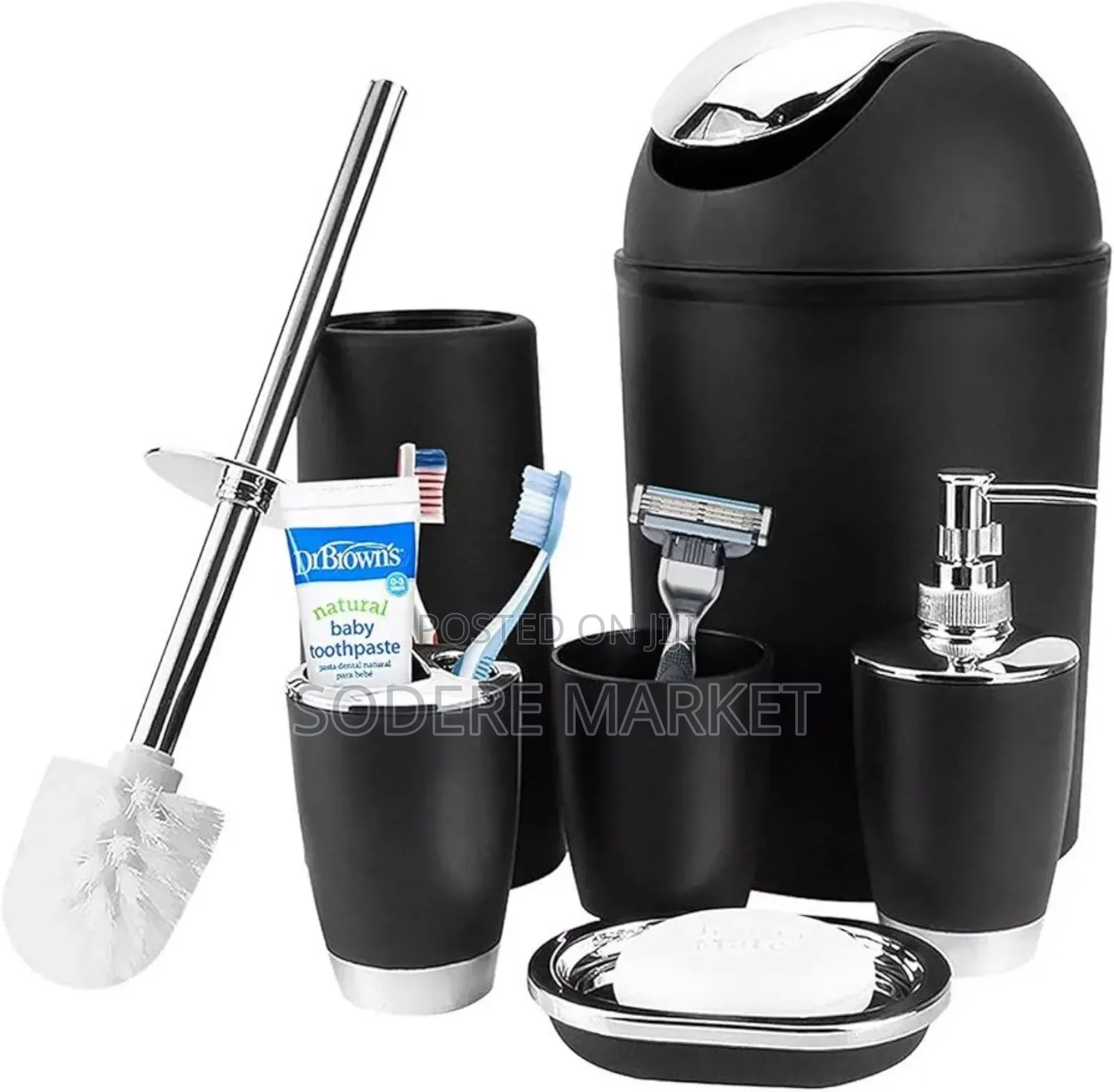 6 In 1 Bathroom Accessories Set With Golden Ring(