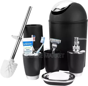 6 In 1 Bathroom Accessories Set With Golden Ring(