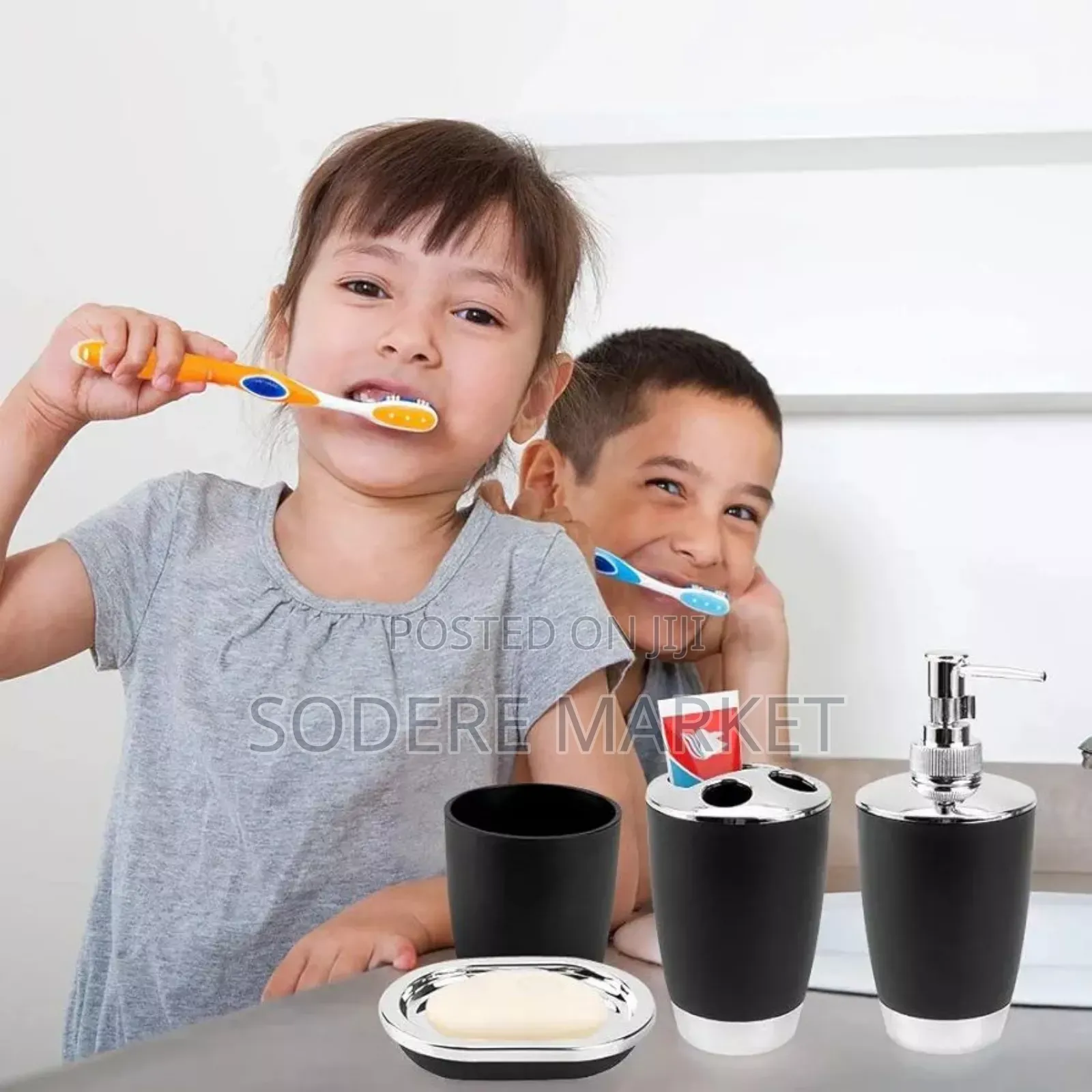 6 In 1 Bathroom Accessories Set With Golden Ring(