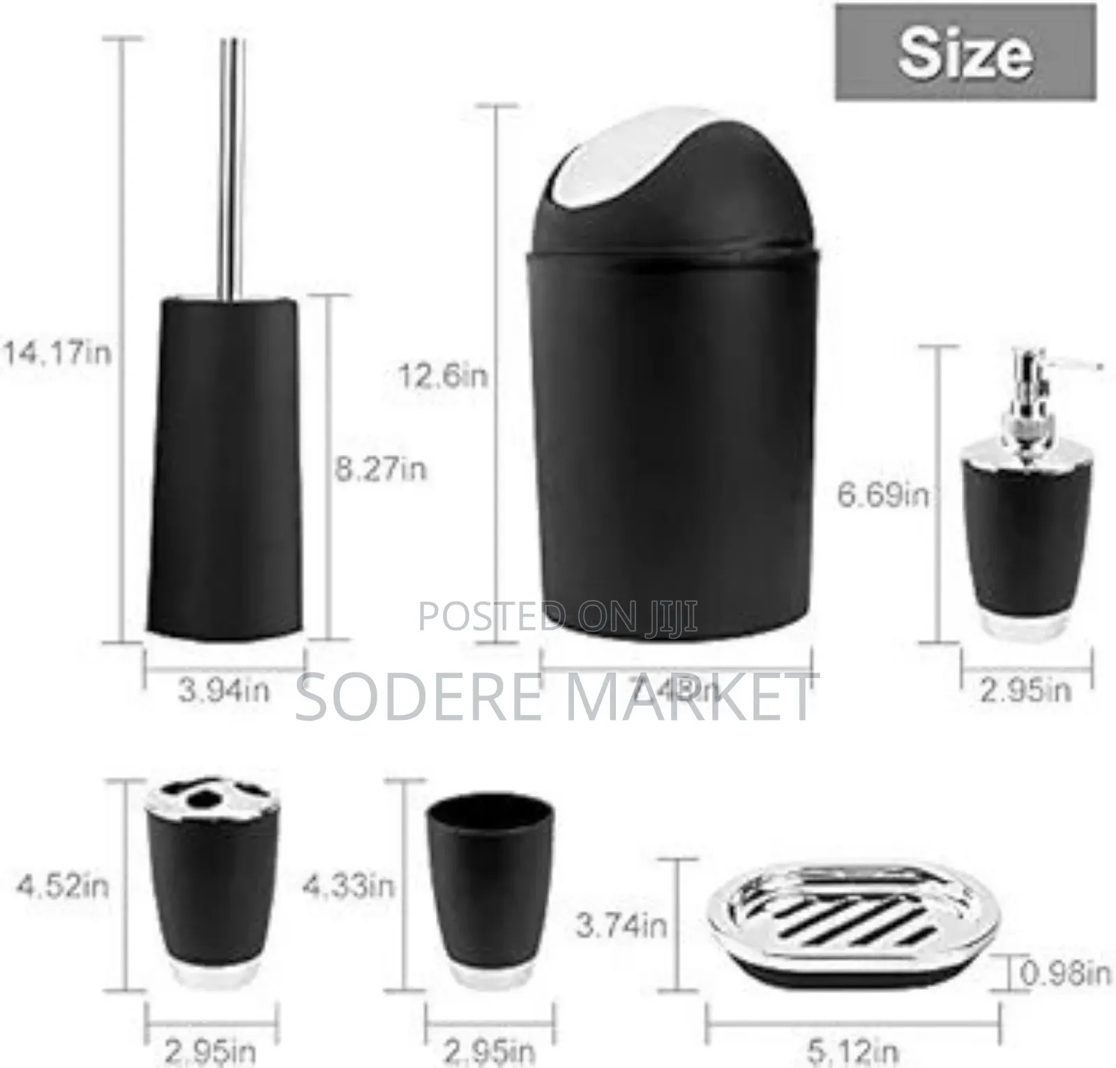 6 In 1 Bathroom Accessories Set With Golden Ring(