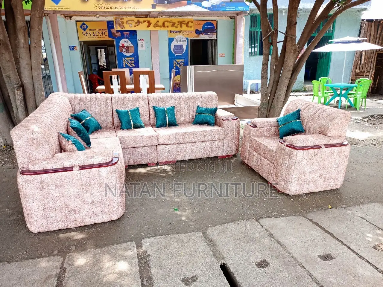 ሶፋ(l-Shape)Made of ማለዳ HD#1 Sponge Qlty Wood Materal