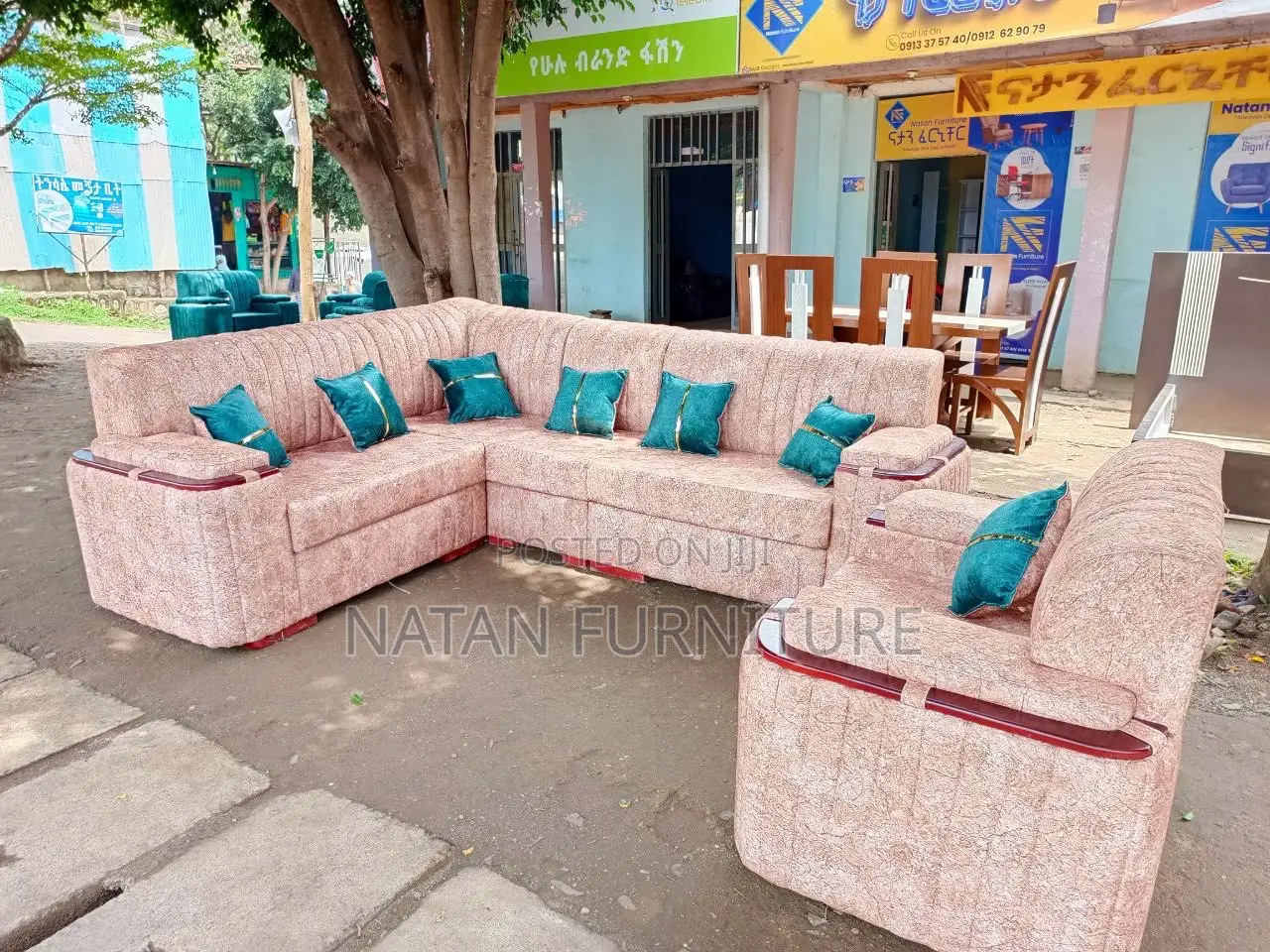 ሶፋ(l-Shape)Made of ማለዳ HD#1 Sponge Qlty Wood Materal