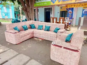 ሶፋ(l-Shape)Made of ማለዳ HD#1 Sponge Qlty Wood Materal