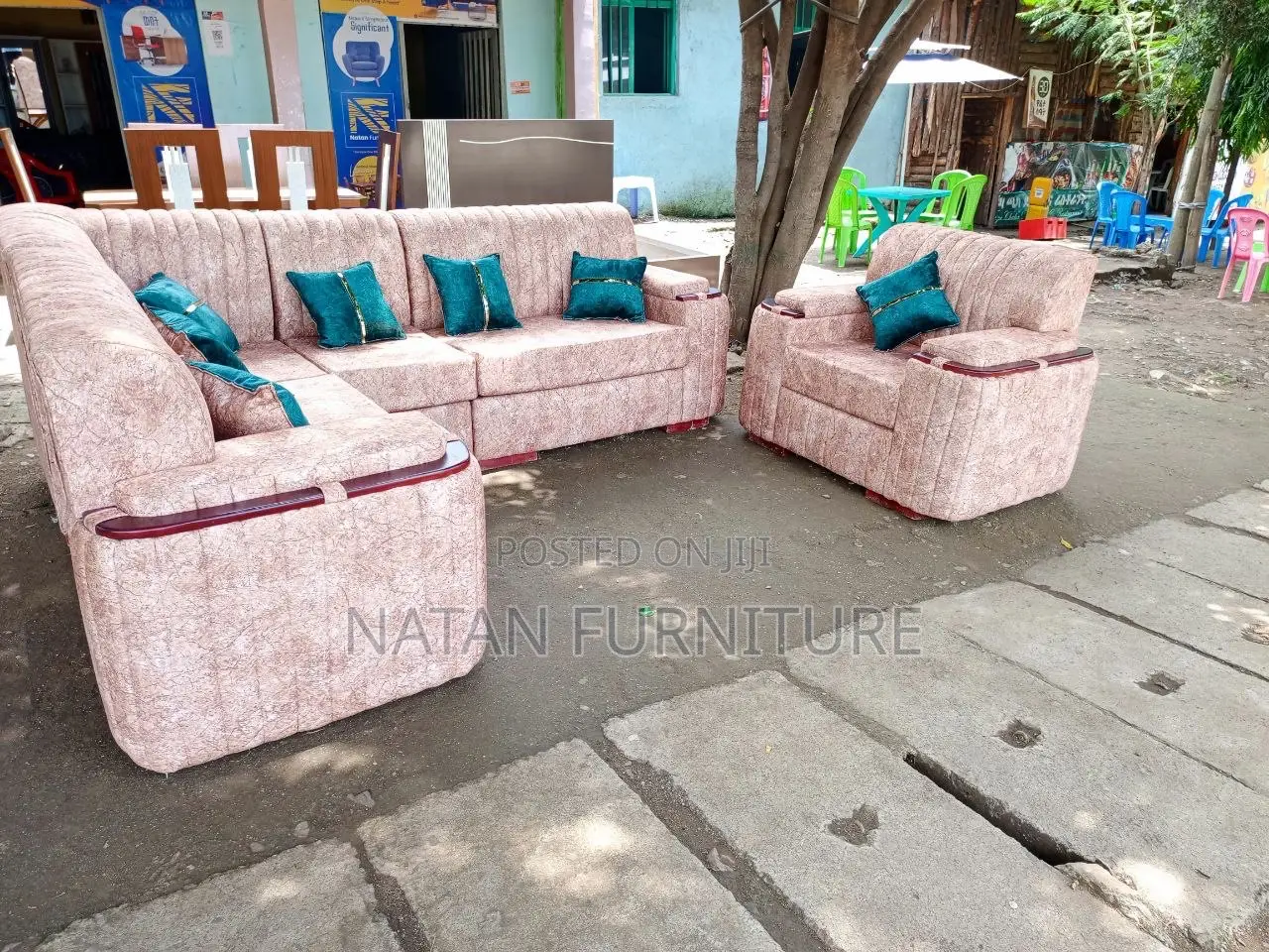 ሶፋ(l-Shape)Made of ማለዳ HD#1 Sponge Qlty Wood Materal