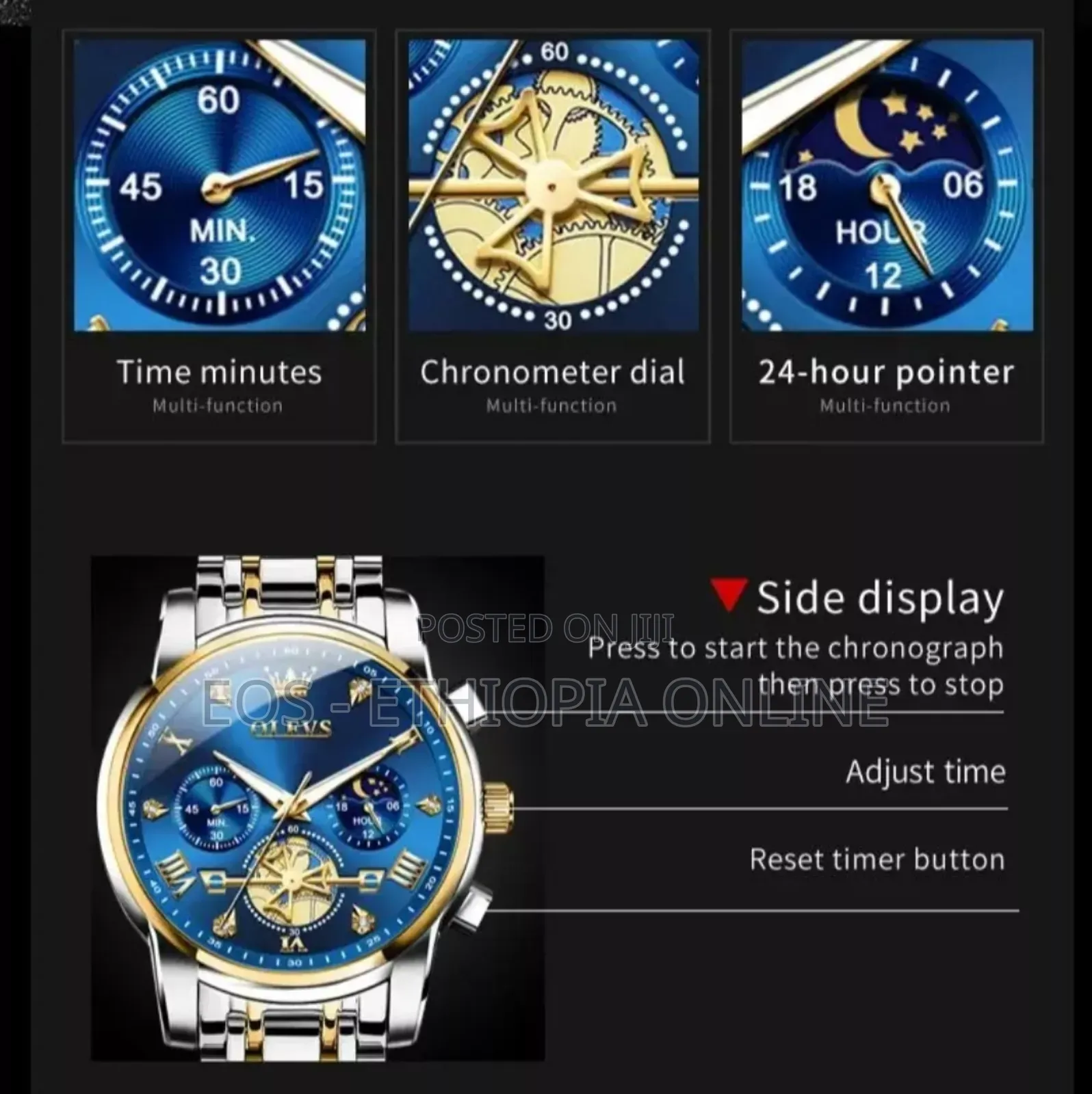 OLEVS Stainless Steel Chronograph Watches for Men [Preorder]