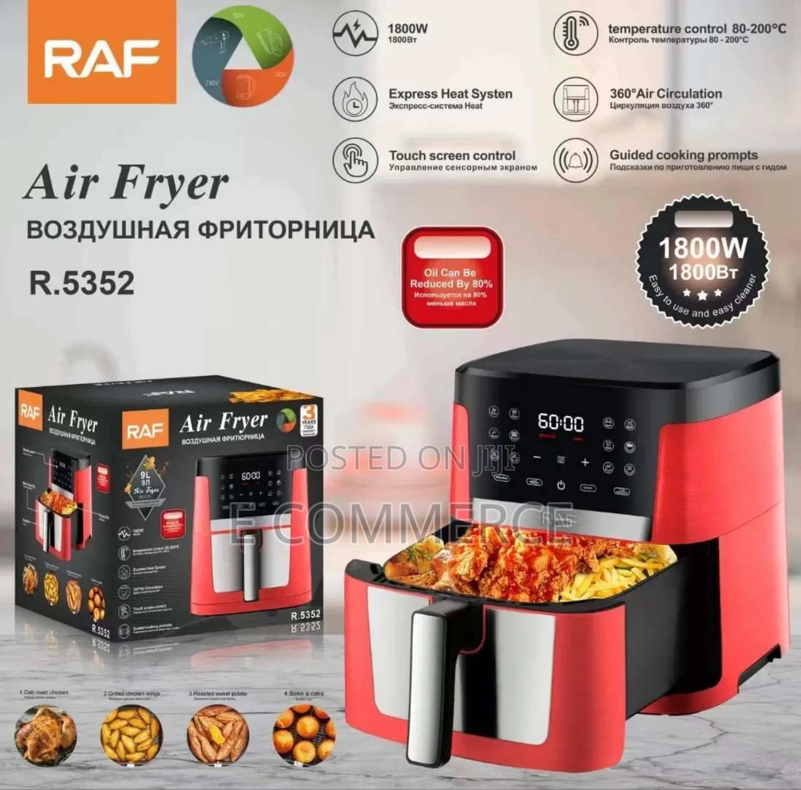 RAF Digital Air Fryer 9 Liter , 1800 Watt,