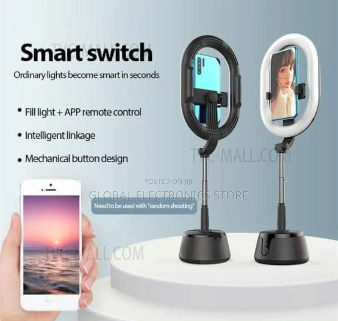 360° የሚዞር ፊታችን በማየት Photo የሚያነሳ እንዲሁም Video የሚቀርፅ Ring Light