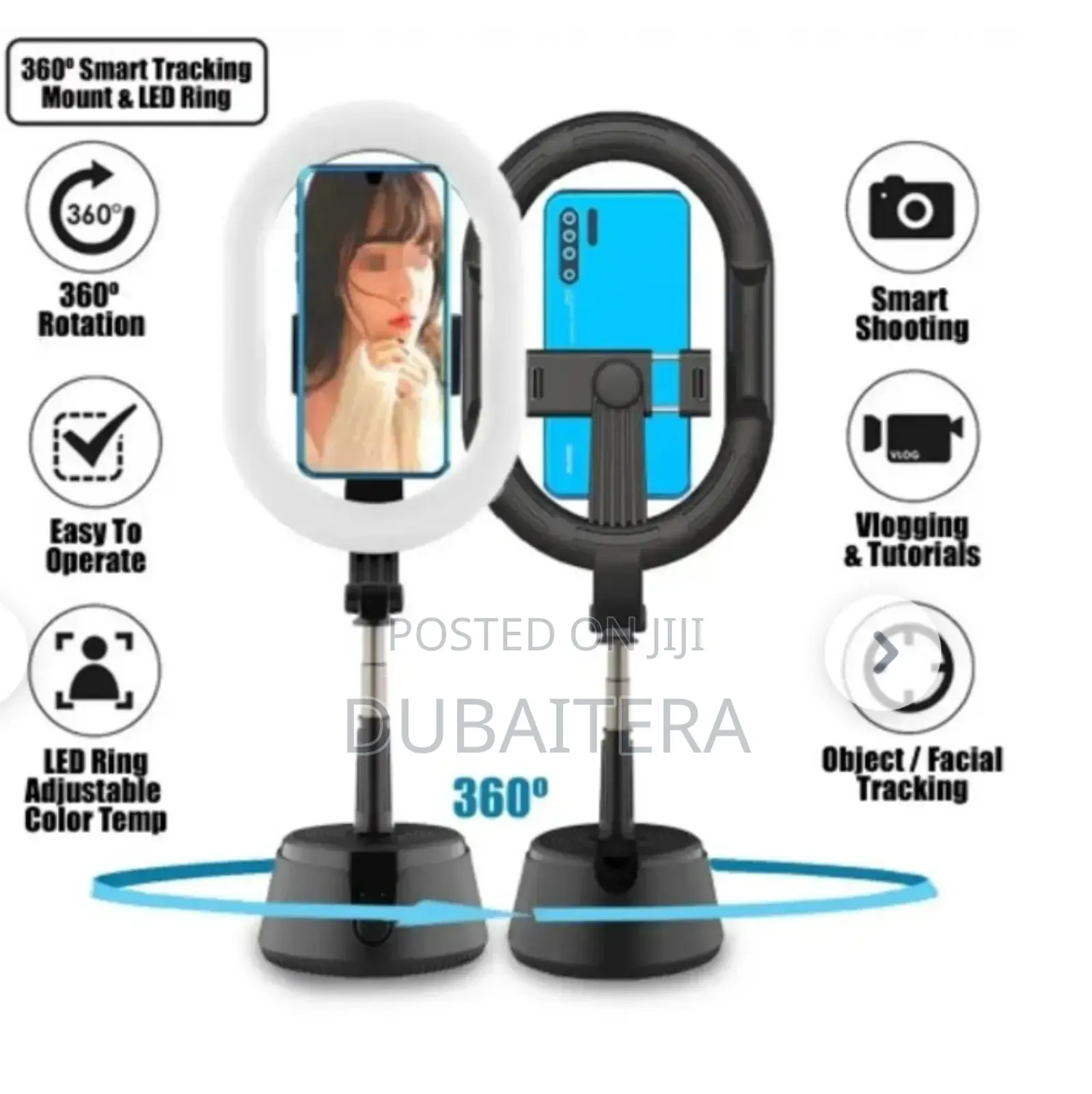 Hands Free Capturecam 360° Face Object Tracker Ring Light