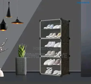 Plastic Cube Shoe Rack ባለ 6 ደርጃ በር ያለው የጫማ መደርደሪያ