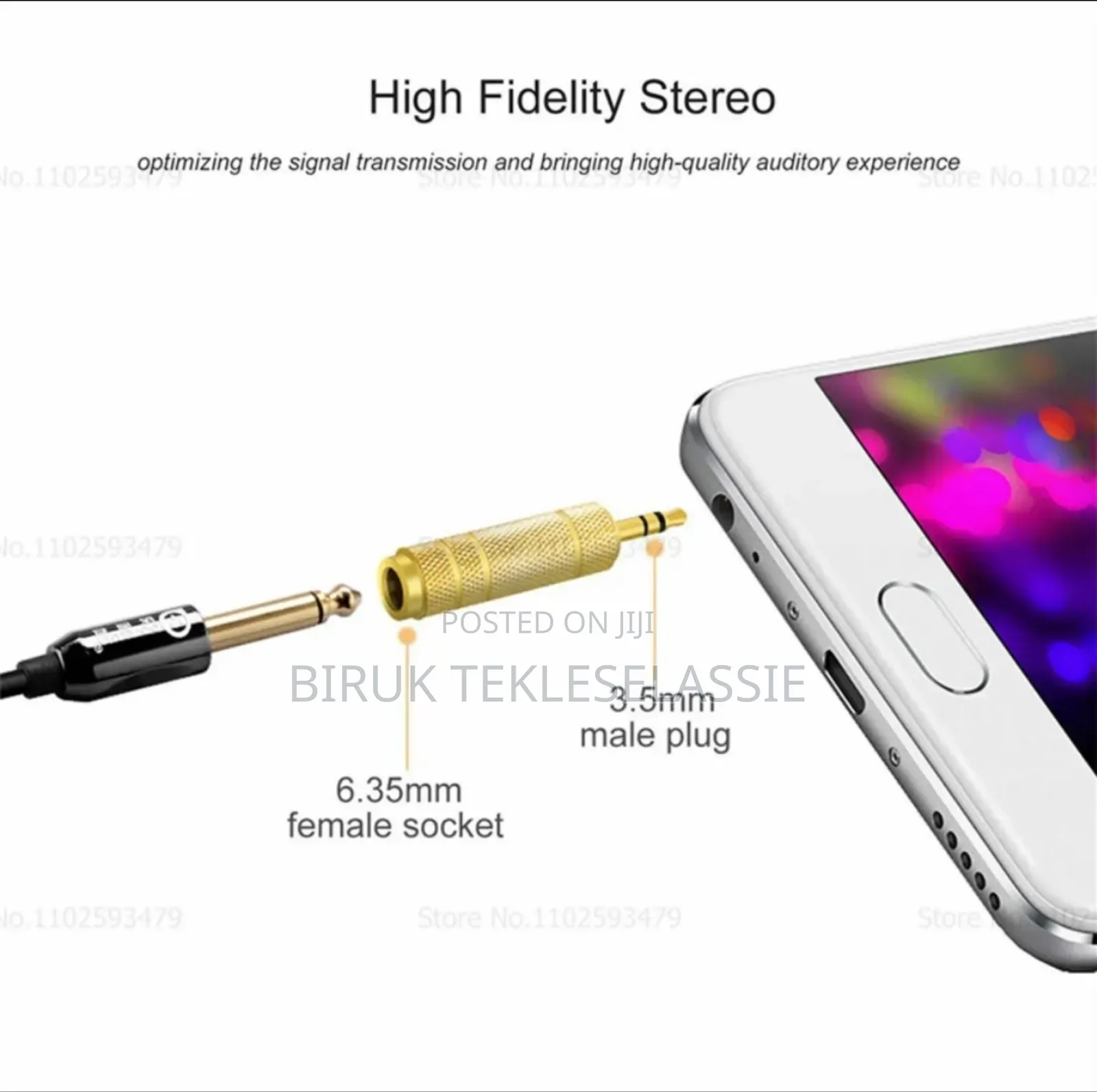 3.5mm Male to 6.5mm Female Headphone Earphone Audio Adapter