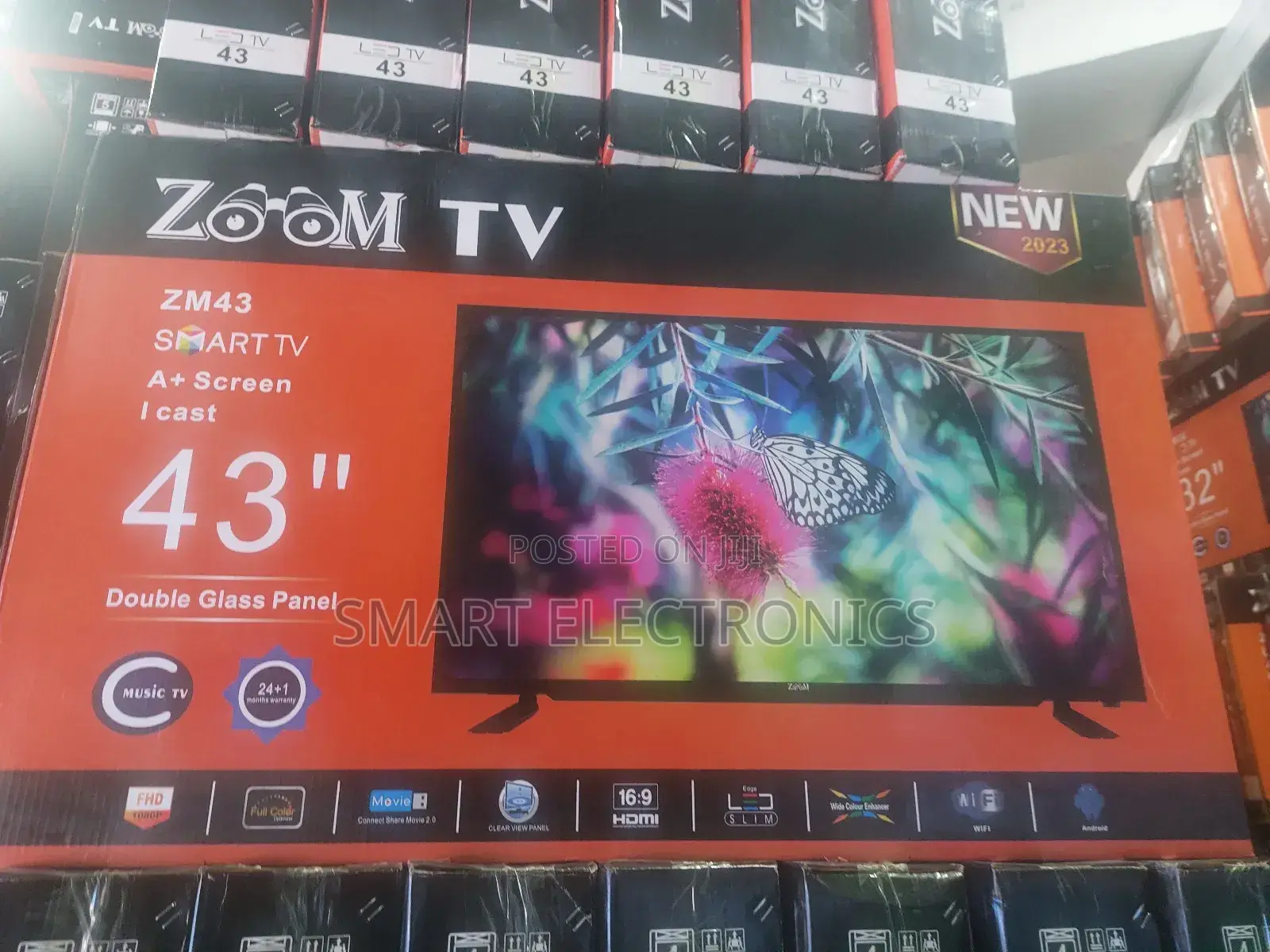 Zoom 43 Inch Tv Double Glass Smart Uhd Tv