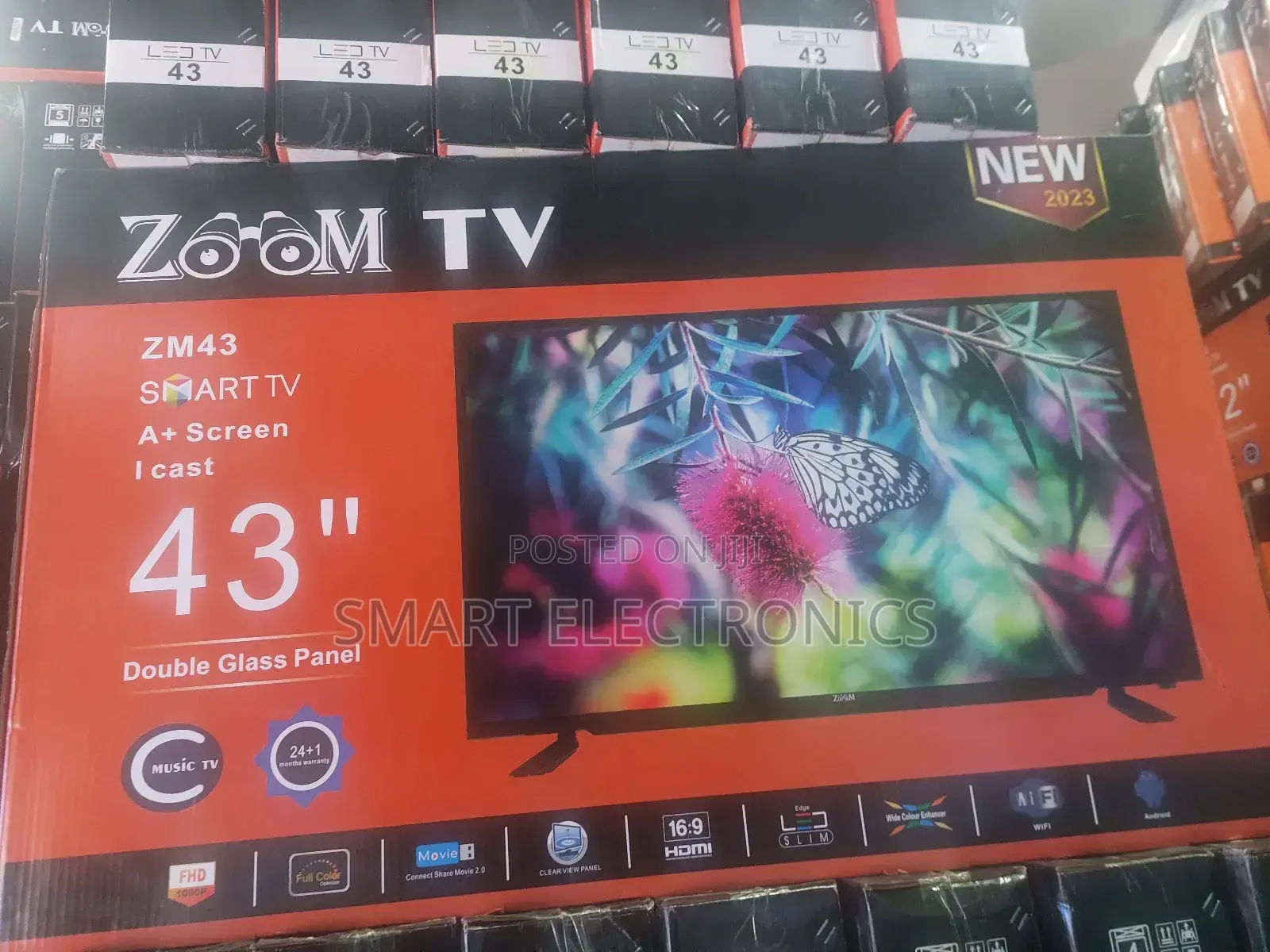 Zoom 43 Inch Tv Double Glass Smart Uhd Tv