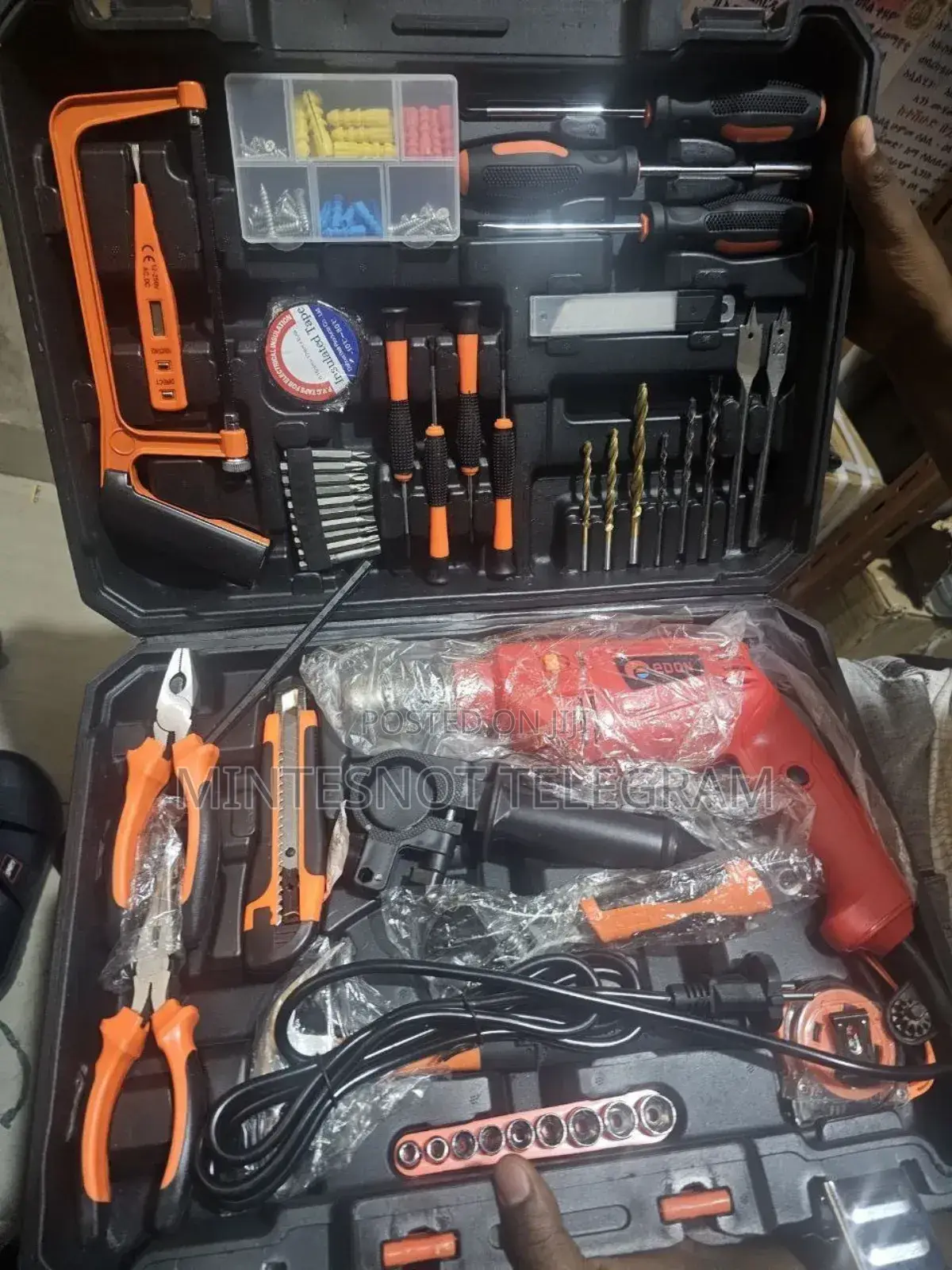 Edon Toolset With Drill Drill Power 1000w