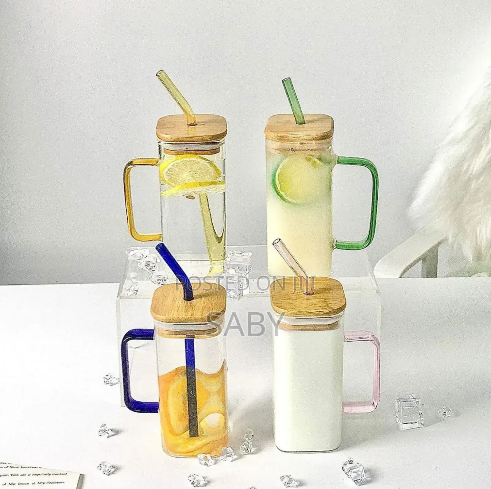 Glass Drinking Mug With Straw