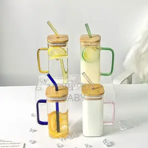 Glass Drinking Mug With Straw