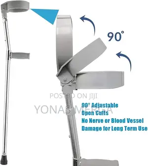 Arm Crutch With Elbow ክራንች+Strap/Cuff, Portable, Size -Adult