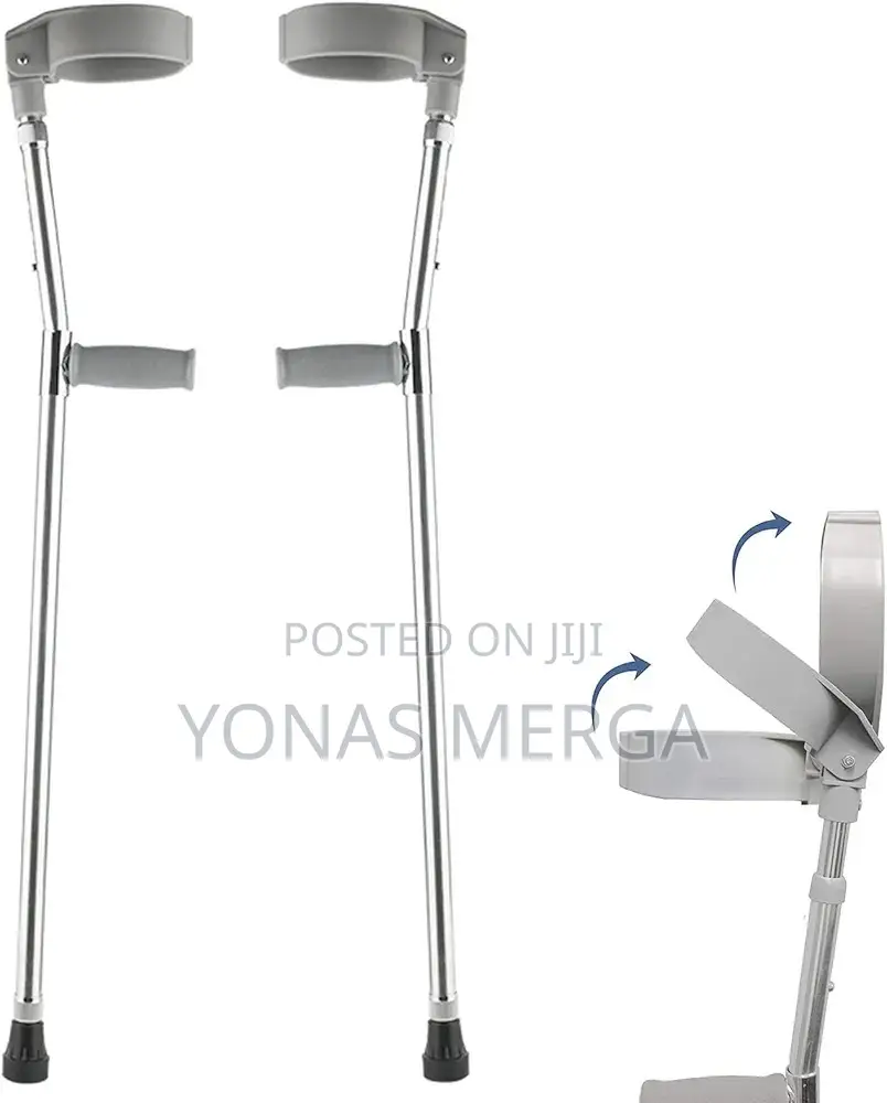 Arm Crutch With Elbow ክራንች+Strap/Cuff, Portable, Size -Adult