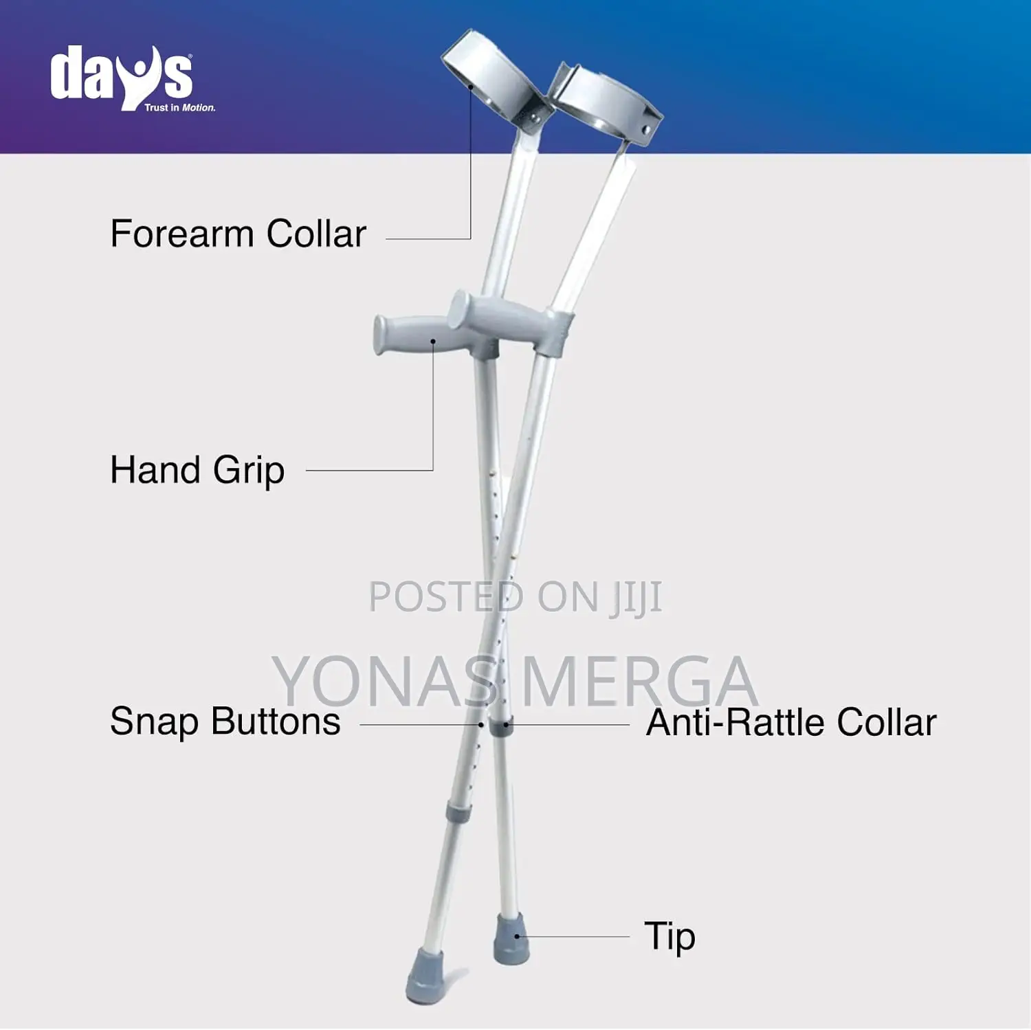 Forearm Crutches W/Partially Enclosed Cuff Flexible Hinge