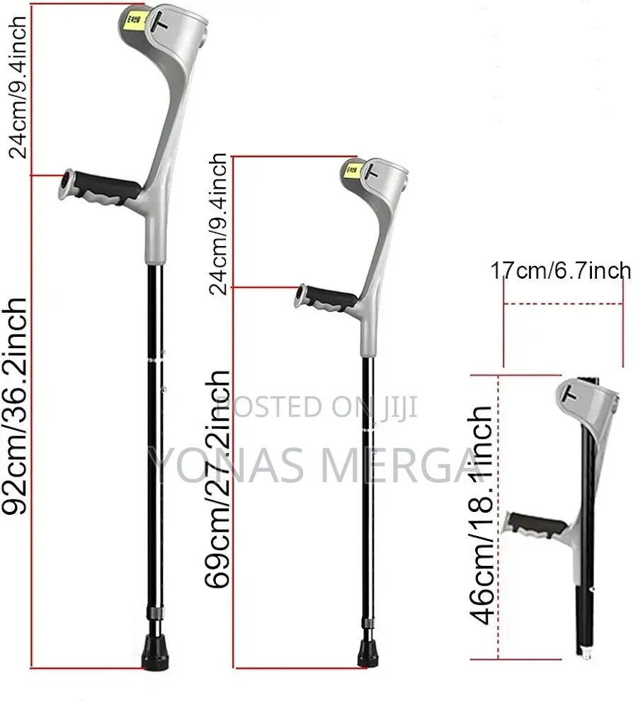 Aluminum Elbow Crutch With Reflectors and Elbow Rest Straps