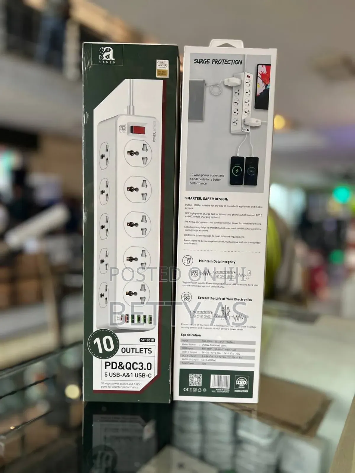 Surge Protection 10 Outlets PD QC3.0 5usb-a 1 USB-C