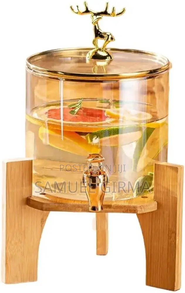 Glass Dispenser Jar With Bamboo Stand