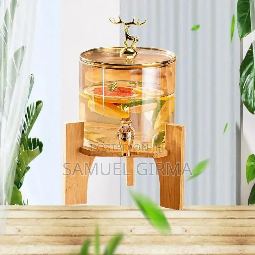 Glass Dispenser Jar With Bamboo Stand