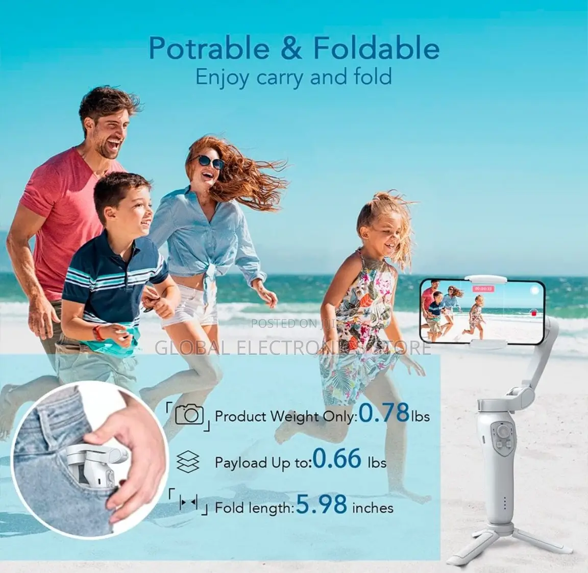 3-Axis Gimbal With AI Face Tracking Smartphone Stabilizer