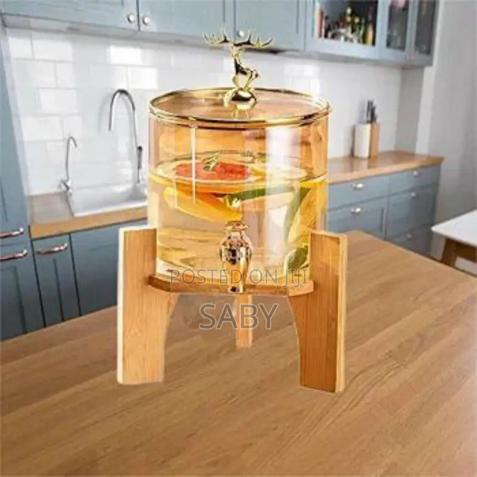 Glass Dispenser Jar With Bamboo Stand