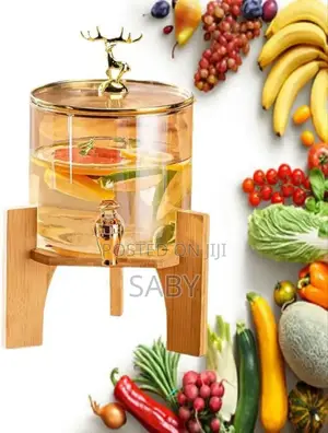 Glass Dispenser Jar With Bamboo Stand