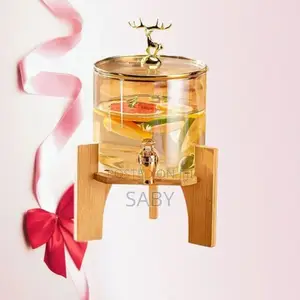 Glass Dispenser Jar With Bamboo Stand